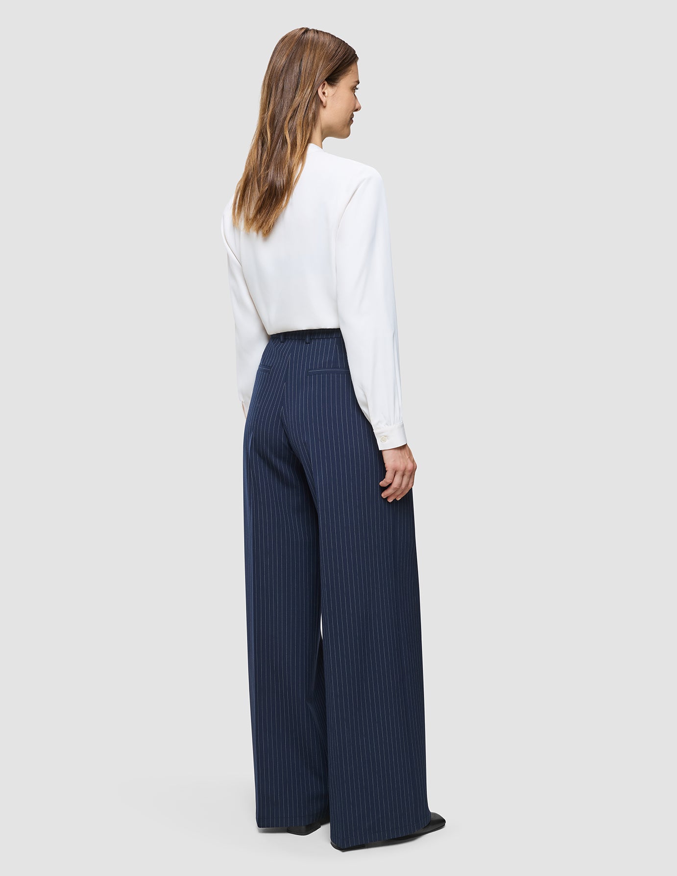 Women's Essential Pants Wide Navy Pinstripe